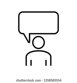 Person Speach Bubble Vector Icon. Person With Speech Bubble Isolated On White Background. Vector Illustration