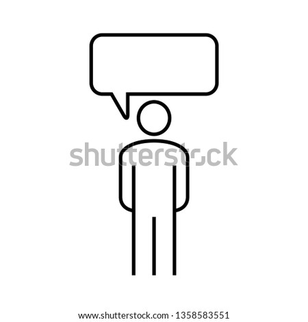 Person speach bubble vector icon. Person with speech bubble isolated on white background. Vector illustration