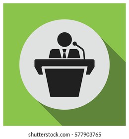 Person speak on the rostrum vector icon