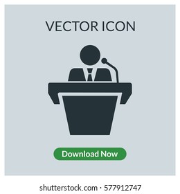 Person speak on the rostrum vector icon