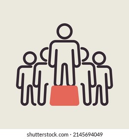 Person speaking in front of crowds isolated vector icon. Demonstration, protest, strike, revolution. Graph symbol for your web site design, logo, app, UI