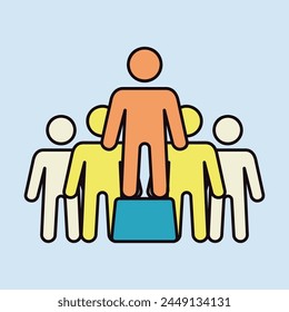 Person speaking in front of crowds vector isolated icon. Demonstration, protest, strike, revolution. Graph symbol for your web site design, logo, app, UI