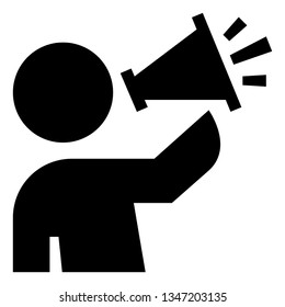 Person Speaking Into Megaphone Vector Icon