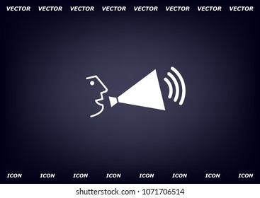 A person speaking in a megaphone, vector icon.