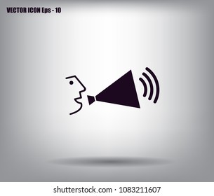 A person speaking in a megaphone, vector icon.
