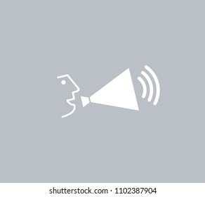 A person speaking in a megaphone, vector icon.