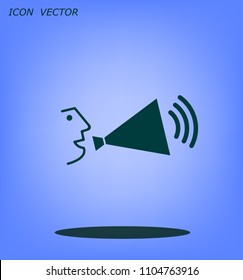 A person speaking in a megaphone, vector icon.