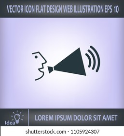 A person speaking in a megaphone, vector icon.