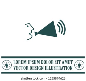 A person speaking in a megaphone, vector icon.