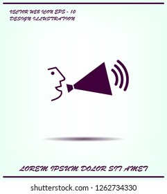 A person speaking in a megaphone, vector icon.