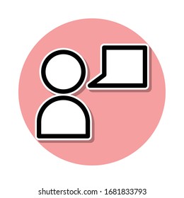 The person speaks sticker icon. Simple thin line, outline vector of web icons for ui and ux, website or mobile application
