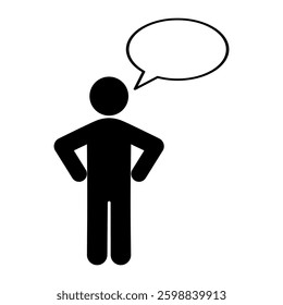 person with speech bubble icon. flat vector illustration design.