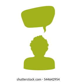 person with speech bubble icon over white background. colorful design. vector illustration