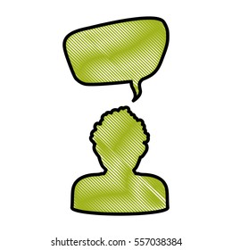 person with speech bubble icon over white background. colorful design. vector illustration