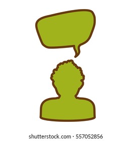 person with speech bubble icon over white background. colorful design. vector illustration