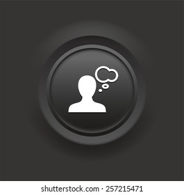 Person with Speech Bubble on Black Bevel Round Button