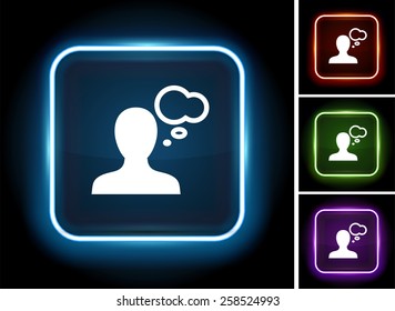 Person with Speech Bubble on Glow Square Button