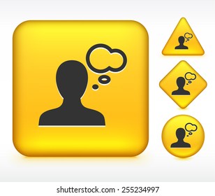 Person with Speech Bubble on Yellow Buttons