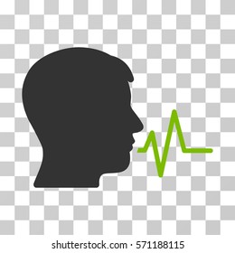 Person Speech Signal icon. Vector illustration style is flat iconic bicolor symbol, eco green and gray colors, transparent background. Designed for web and software interfaces.