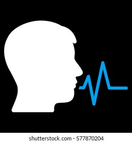 Person Speech Signal vector icon. Flat bicolor blue and white symbol. Pictogram is isolated on a black background. Designed for web and software interfaces.