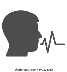 Person Speech Signal vector icon. Flat gray symbol. Pictogram is isolated on a white background. Designed for web and software interfaces.
