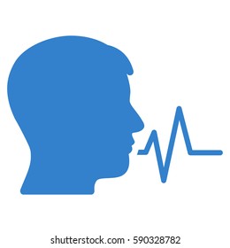 Person Speech Signal vector icon. Flat cobalt symbol. Pictogram is isolated on a white background. Designed for web and software interfaces.