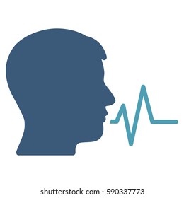 Person Speech Signal vector icon. Flat bicolor cyan and blue symbol. Pictogram is isolated on a white background. Designed for web and software interfaces.