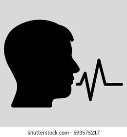 Person Speech Signal vector icon. Flat black symbol. Pictogram is isolated on a light gray background. Designed for web and software interfaces.