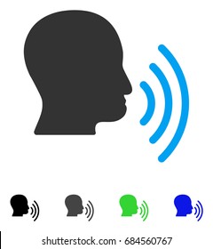 Person Speech Waves flat vector pictograph. Colored person speech waves gray, black, blue, green pictogram variants. Flat icon style for web design.