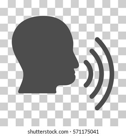 Person Speech Waves icon. Vector illustration style is flat iconic symbol, gray color, transparent background. Designed for web and software interfaces.