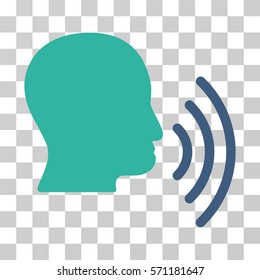 Person Speech Waves icon. Vector illustration style is flat iconic bicolor symbol, cobalt and cyan colors, transparent background. Designed for web and software interfaces.