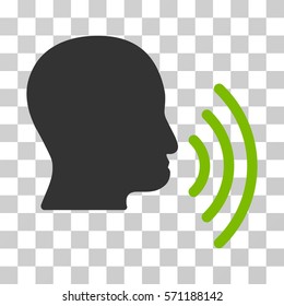 Person Speech Waves icon. Vector illustration style is flat iconic bicolor symbol, eco green and gray colors, transparent background. Designed for web and software interfaces.