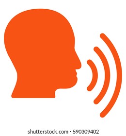 Person Speech Waves vector icon. Flat orange symbol. Pictogram is isolated on a white background. Designed for web and software interfaces.