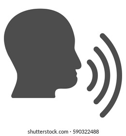 Person Speech Waves vector icon. Flat gray symbol. Pictogram is isolated on a white background. Designed for web and software interfaces.