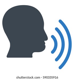 Person Speech Waves vector icon. Flat bicolor smooth blue symbol. Pictogram is isolated on a white background. Designed for web and software interfaces.