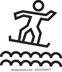 Person Sport Surfboard Outline Icon