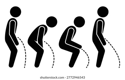 Person squatting down step by step illustration