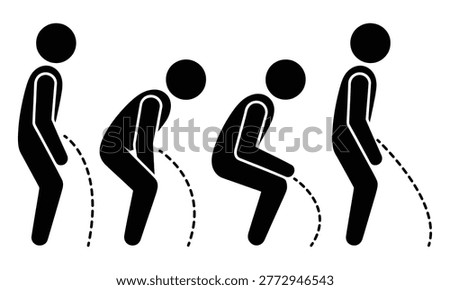 Person squatting down step by step illustration