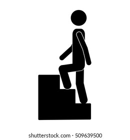 person up the stairs