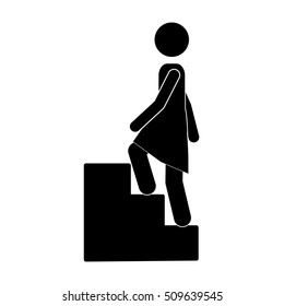 person up the stairs