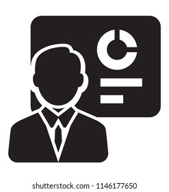 A person standing with the analytical solution on a page behind him depicting analyst 