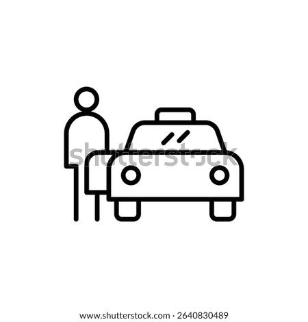 Person Standing by Taxi Icon Line Style Symbol Thin