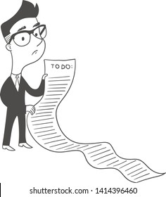 A person is standing with the endless "to do" list 