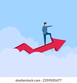 person standing on arrow pointing forward, metaphor of of business revival. Business flat illustration.
