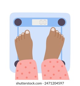 Person is standing on bathroom scales over