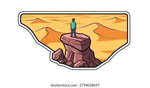 Person standing on top rock formation