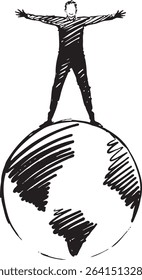 A Person Standing Proudly on a Globe Fully Embracing Their Global Impact and Influence