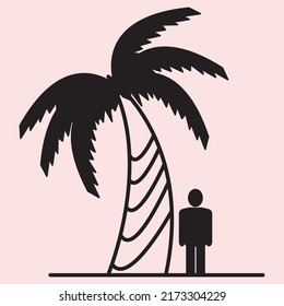 person standing under a coconut tree in silhouette