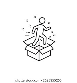Persona saliendo de una caja que representa la innovación y las Nuevas oportunidades