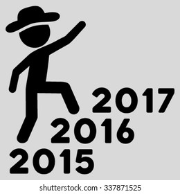 Person Steps Years vector icon. Style is flat symbol, black color, rounded angles, light gray background.